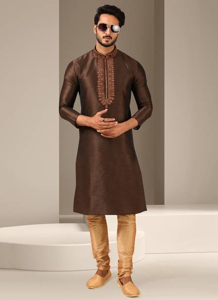 Brown Colour New Designer Function Wear Kurta Pajama Mens Collection 1502